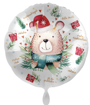 Folienballon - Frohe Weihnachten, Bär - ø 43cm